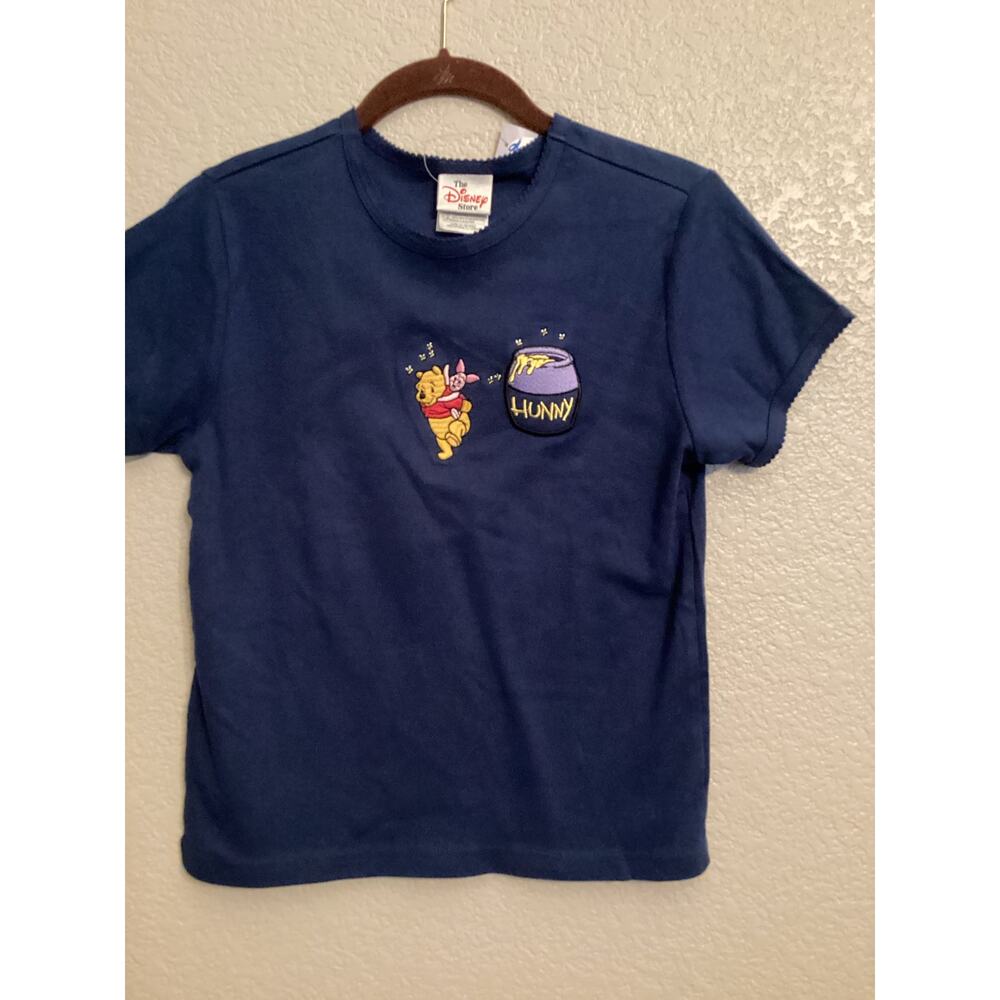 NWT Vintage Disney Store Winnie Pooh Piglet hunny Embroidered Scalloped Tee L